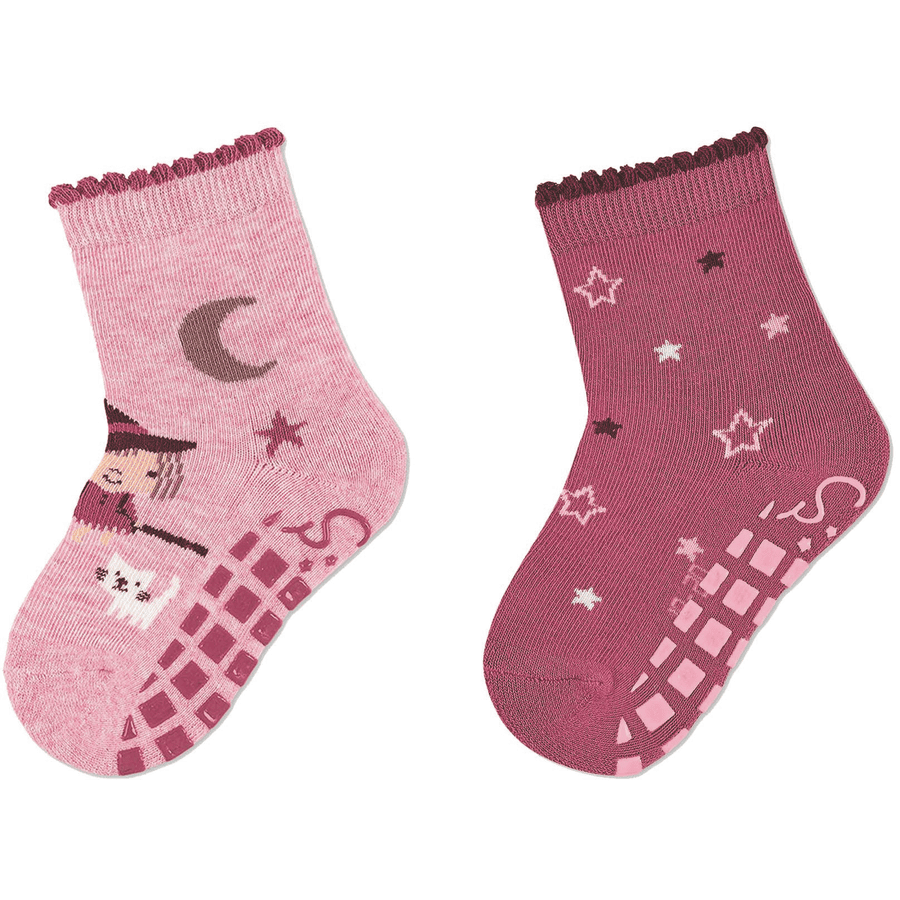 Sterntaler ABS sokken dubbel pak heks en sterren roze gemêleerd 