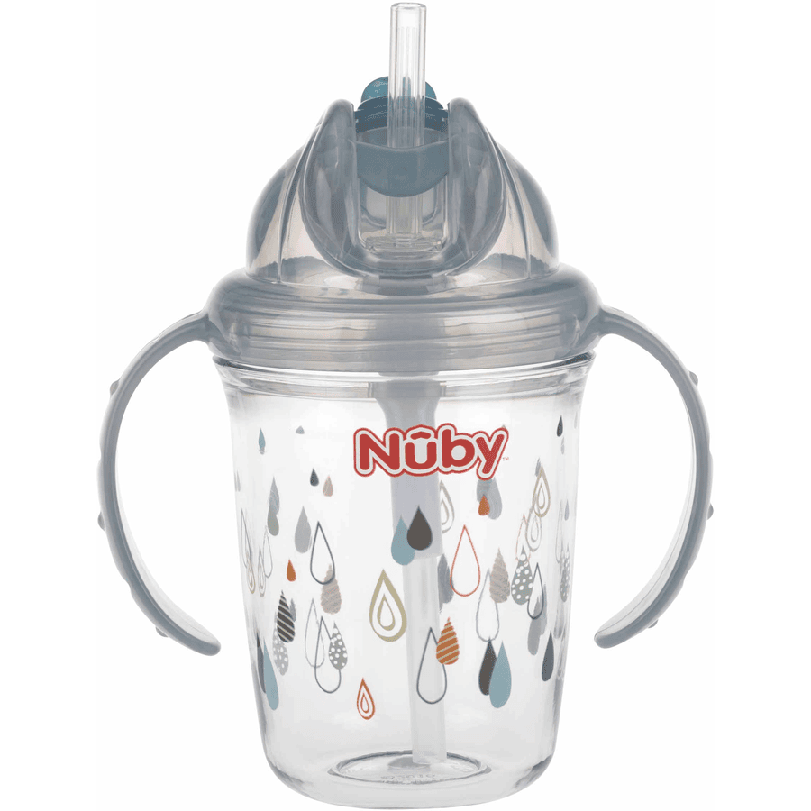 Nûby Tasse à paille enfant 360° tritane 240 ml gris