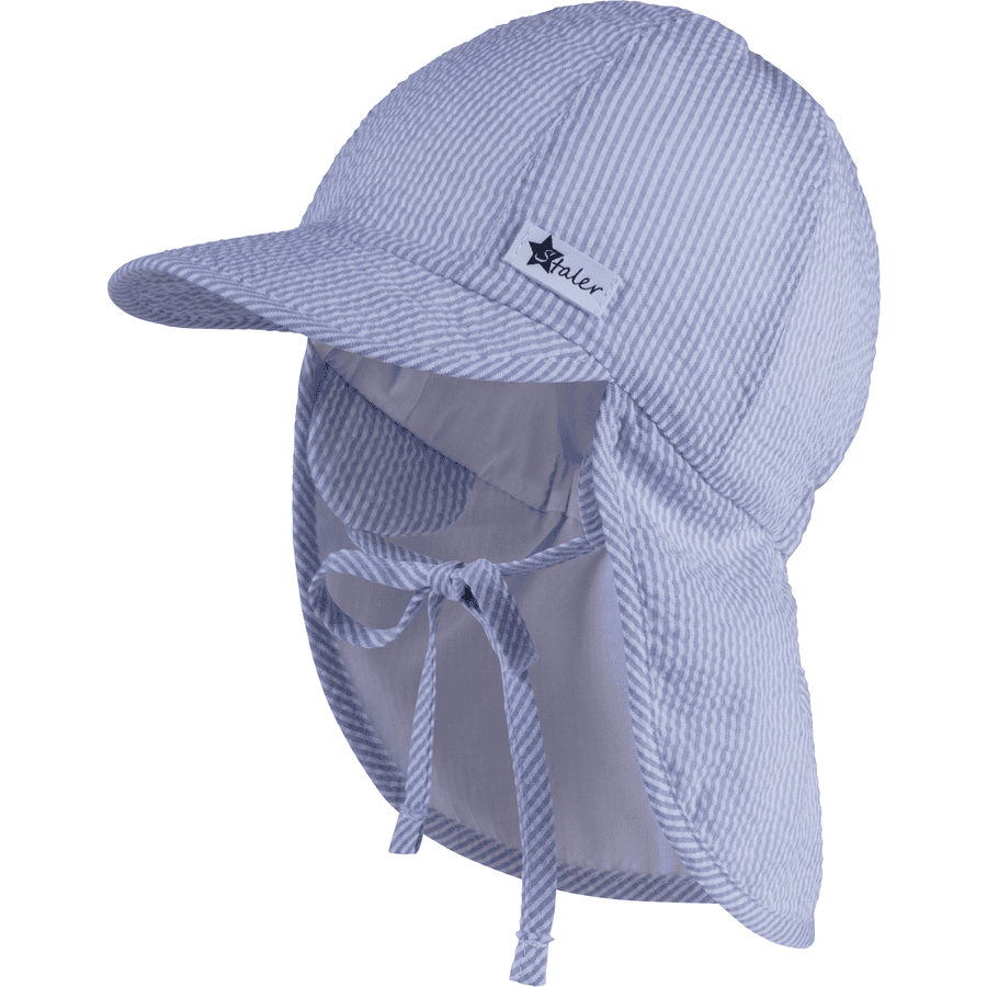 Sterntaler Cappello a punta con strisce di protezione del collo blu cielo