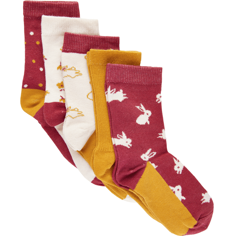 Minymo Socken 5er-Pack Muster Roan Rouge