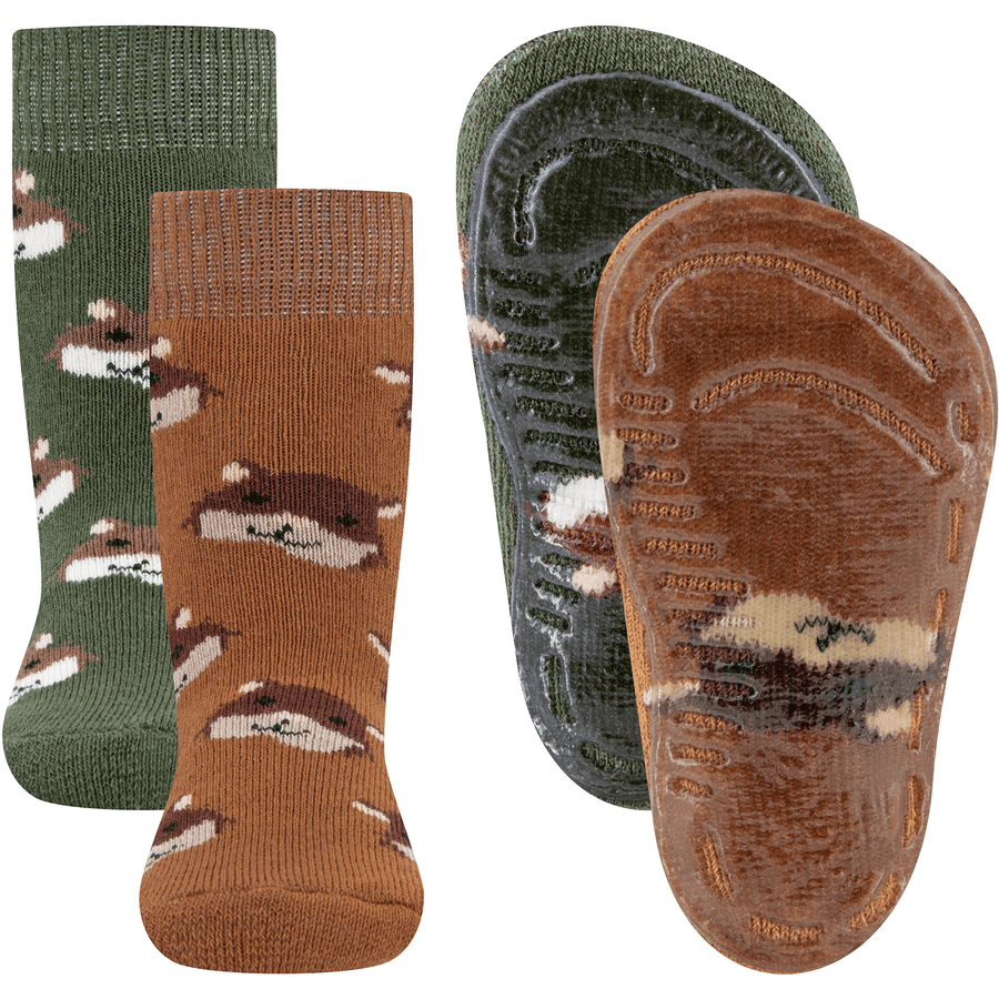 Ewers SoftStep stopper sokken 2-pack Hmaster toffee/olive