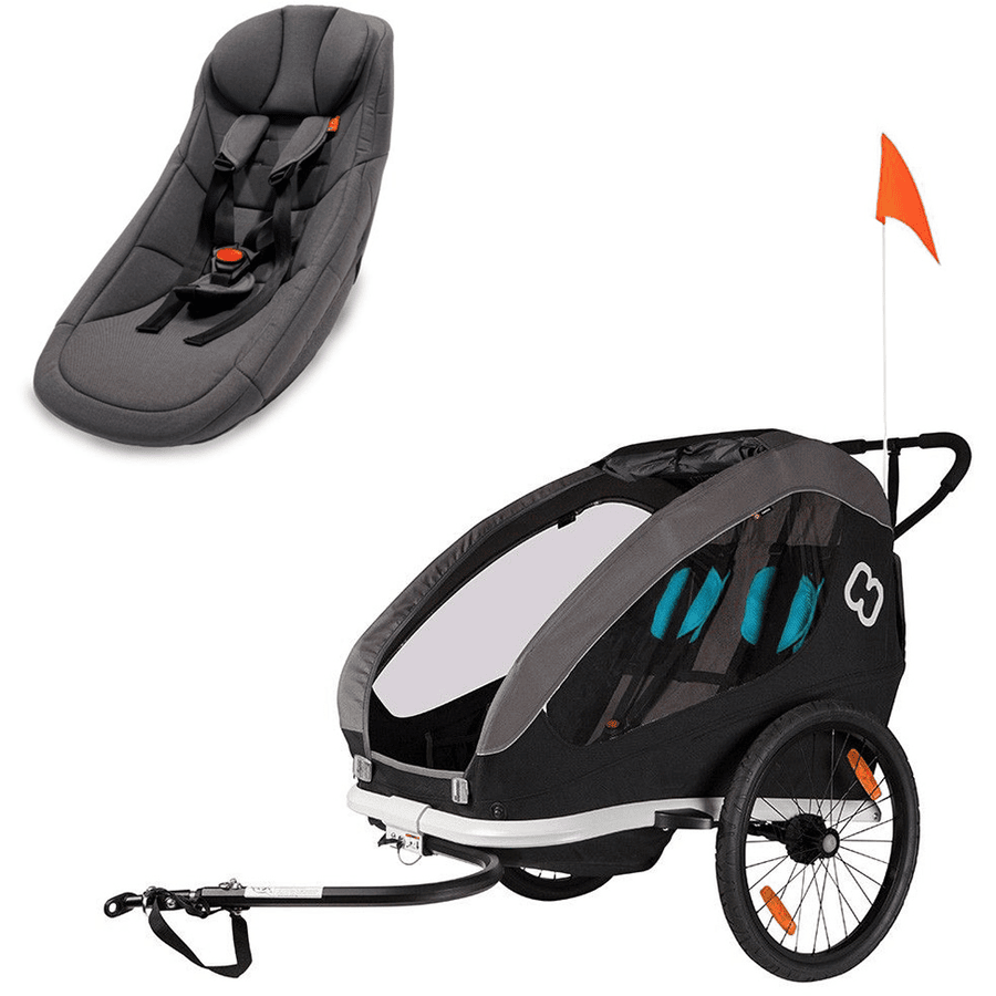 hamax Kinderfahrradanhänger Traveller Black/Grey/Blue inkl. Babysitz für Outback/Avenida und Traveller