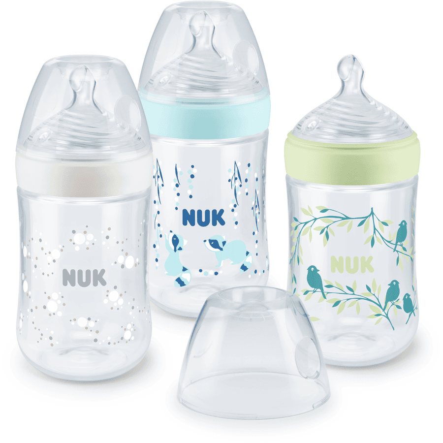 NUK Babyflasche Nature Sense Boy 3er Vorteilspack, mit Temperature Control, in blau