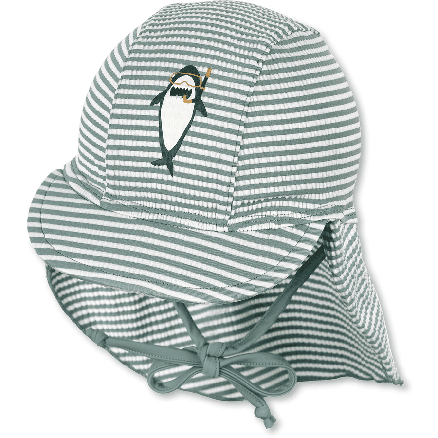 Sterntaler Peaked cap med nakkebeskyttelse hai mørkegrønn