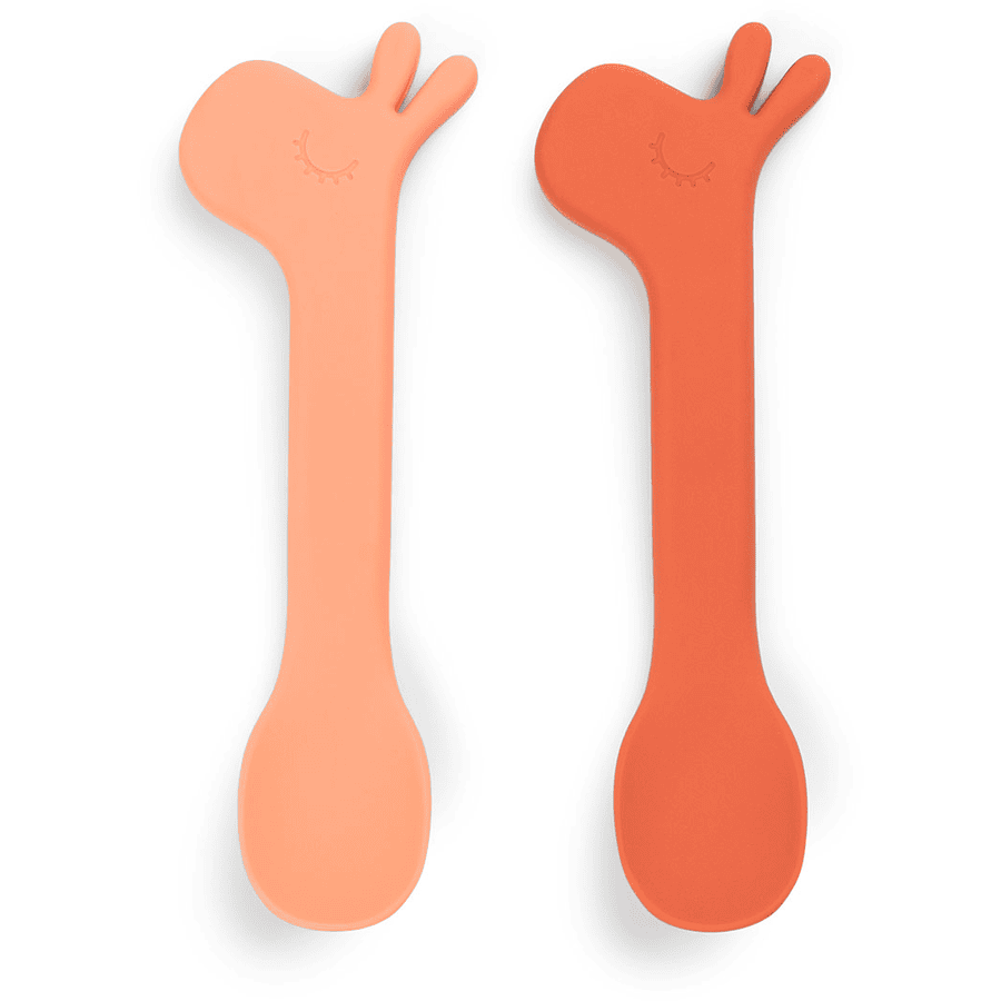 Done by Deer™ Cuillères enfant silicone Lalee papaye lot de 2