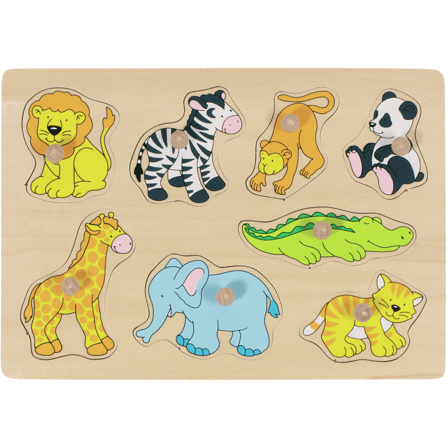 goki Puzzle in legno Animali dello zoo, 8 pezzi