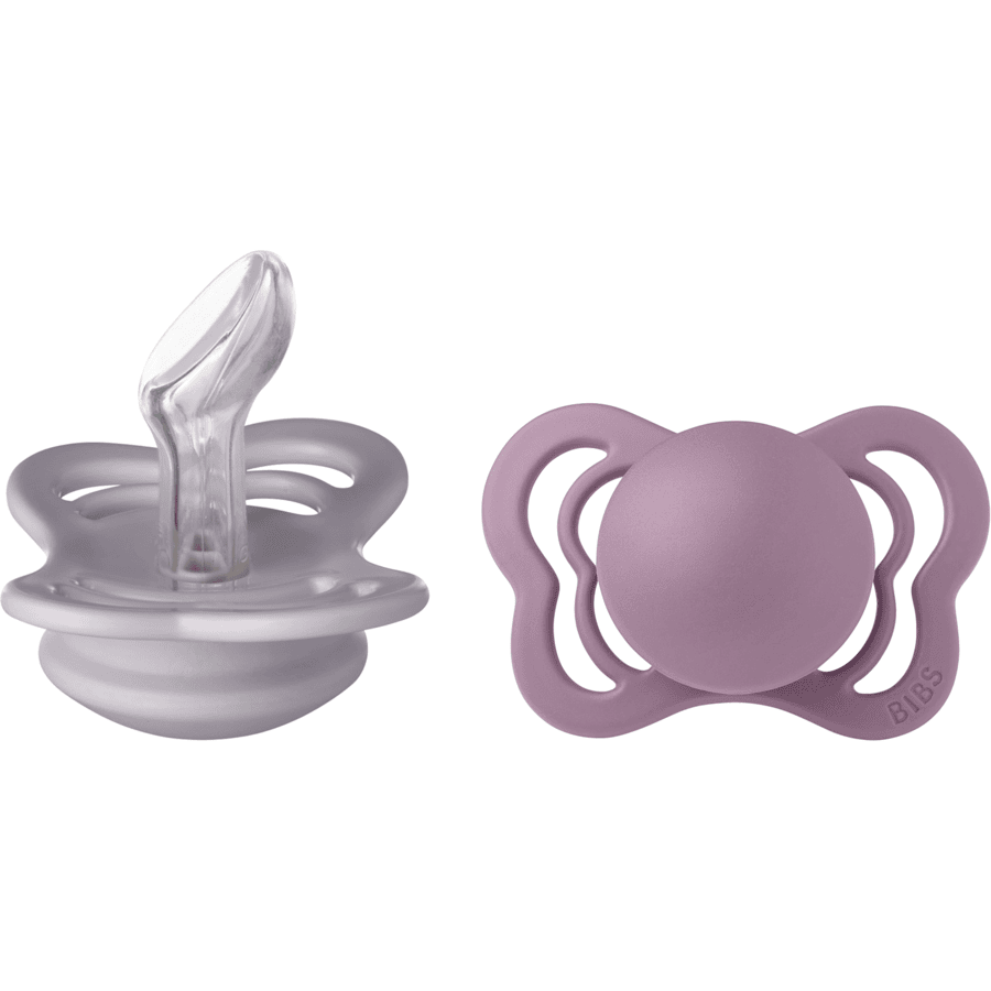 BIBS® Soother Couture Fossil Grey &amp; Mauve Silicone 0-6 månader, 2 st.
