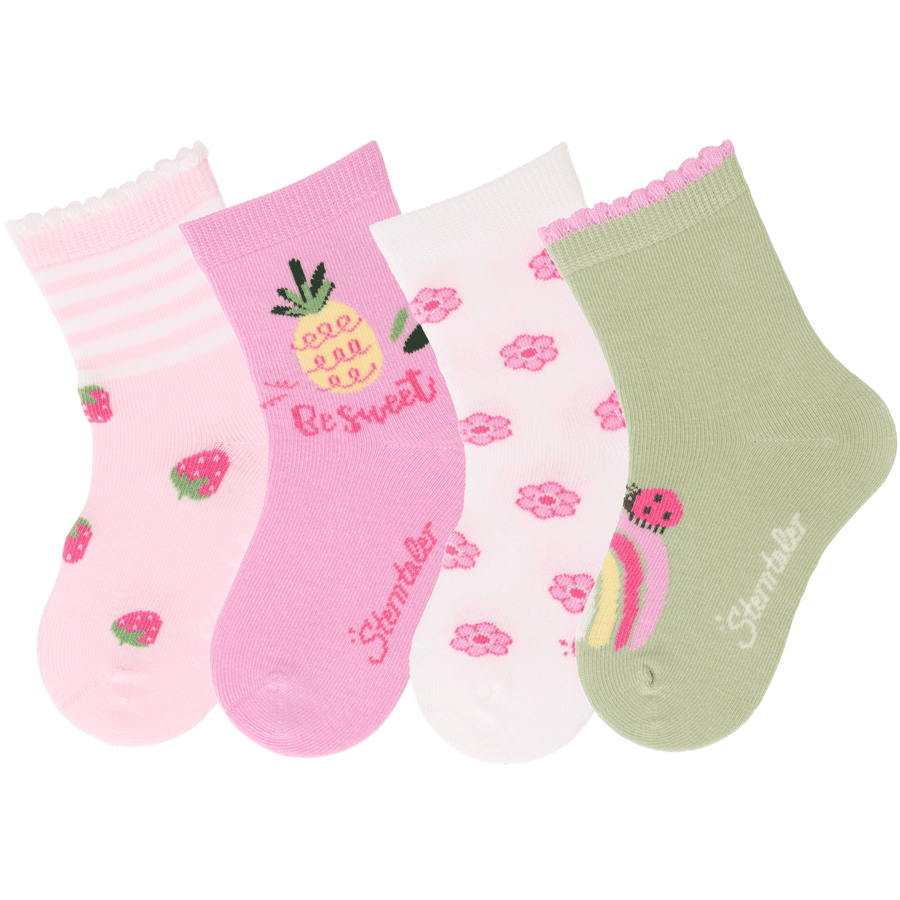 Sterntaler Sokken 4-pack aardbeien roze 