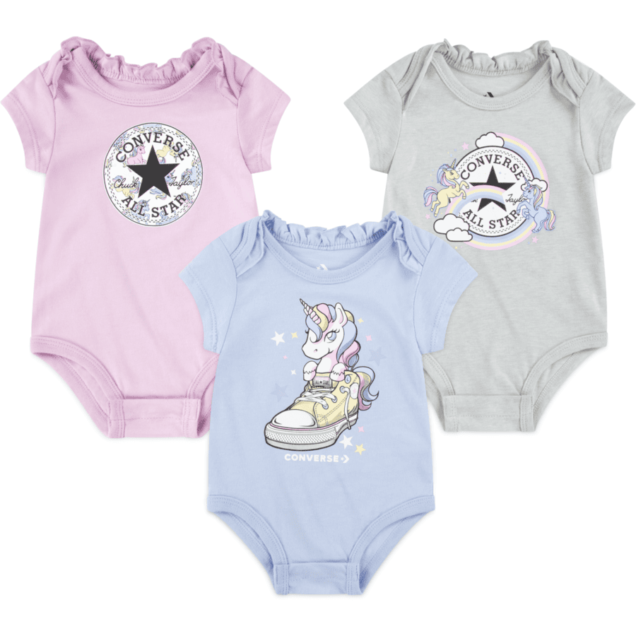 Converse 3-Pack Bodysuits fioletowy/niebieski/szary