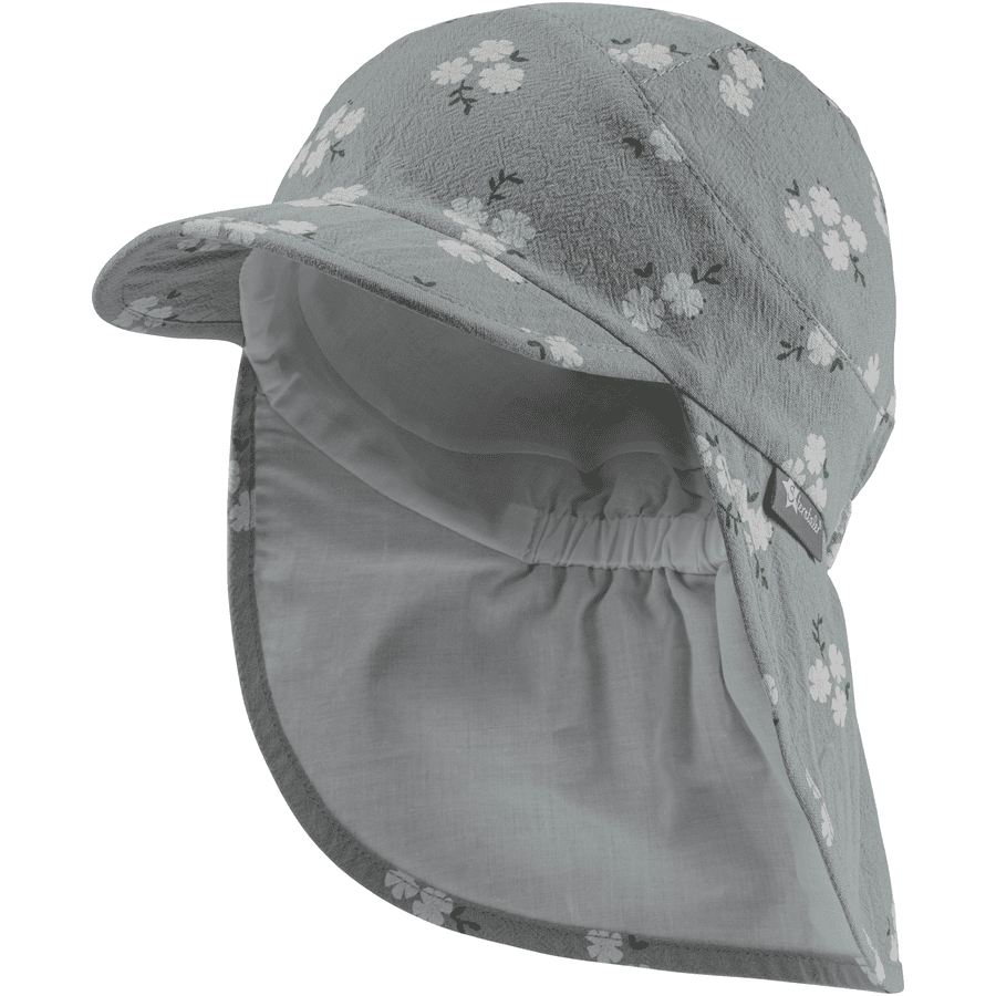 Sterntaler Casquette à visière avec protection de nuque Fleurs vert pierre 