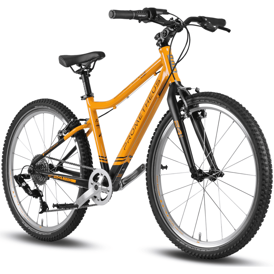 PROMETHEUS BICYCLES PRO® Kinderfahrrad 24 Zoll Schwarz Matt Orange SUNSET