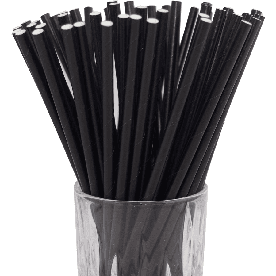 Luxentu Papier-Trinkhalme einfarbig 20 cm 100er Set schwarz