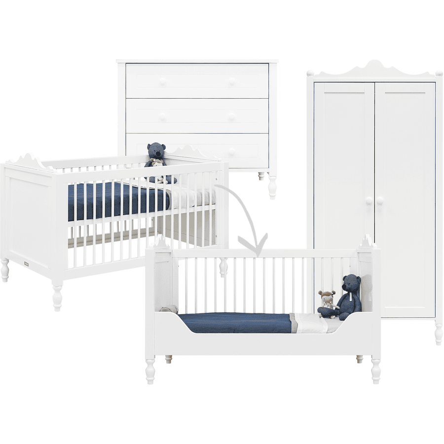 Bopita Kinderkamer Belle 3-delig cabriolet wit 70 x 140 cm
