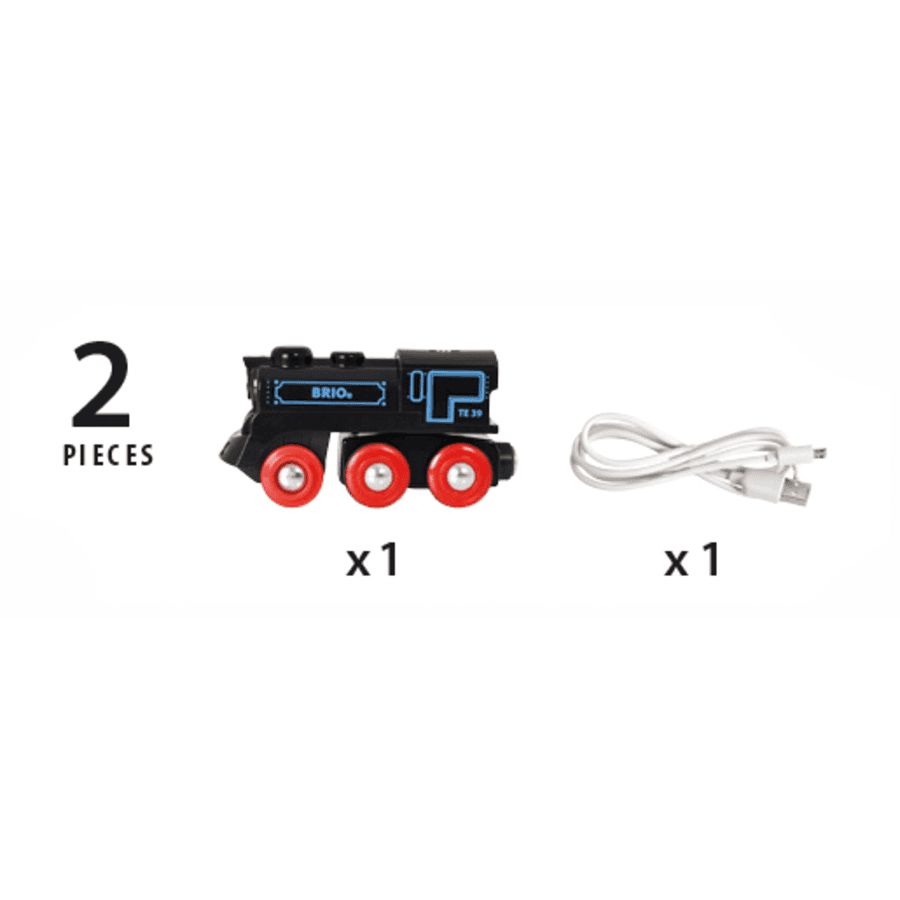 BRIO® WORLD Black Battery-Powered Locomotive with Mini USB 33599
