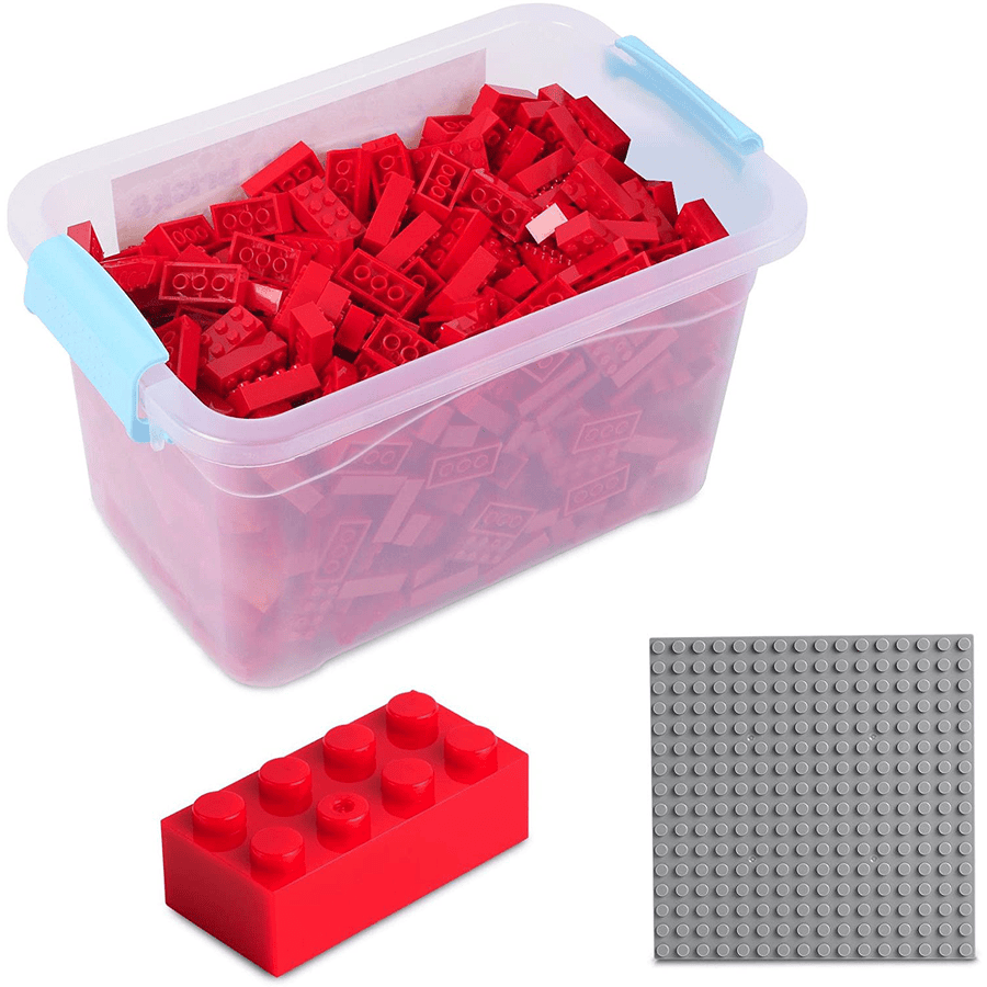 Katara Bouwstenen - 520 stuks met doos en grondplaat, rood
