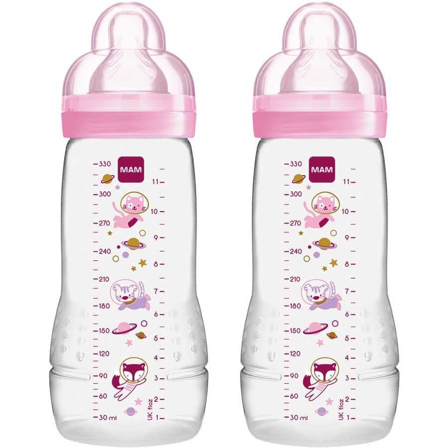 MAM Easy babyfles Active ™ 330 ml, ruimte roze in een dubbele verpakking 