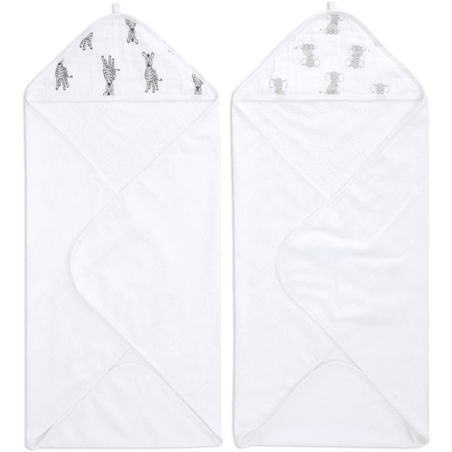 aden + anais™ essential s hupullinen kylpypyyhe 2-pack safari babes