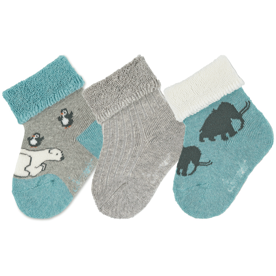 Sterntaler Baby-Söckchen 3er-Pack Eisbär türkis melange