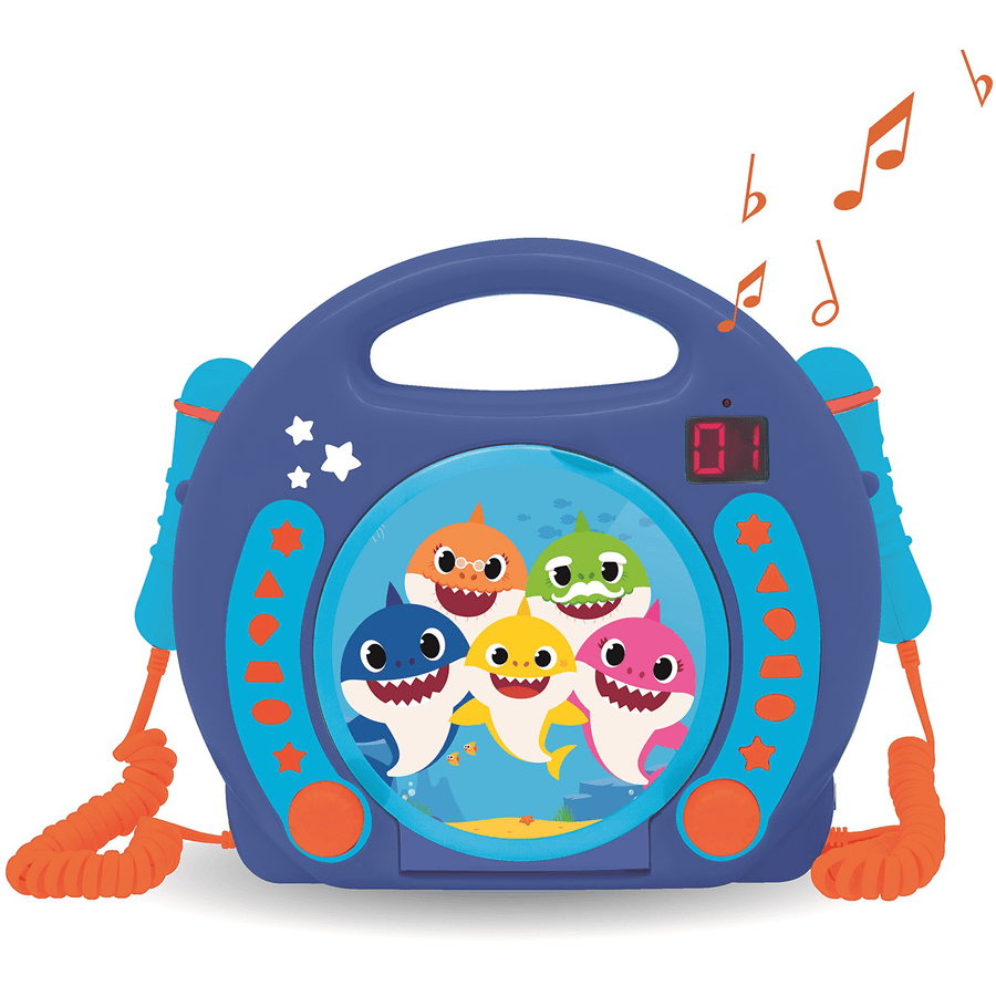 LEXIBOOK Baby Shark CD-Player mit zwei Mikrofonen