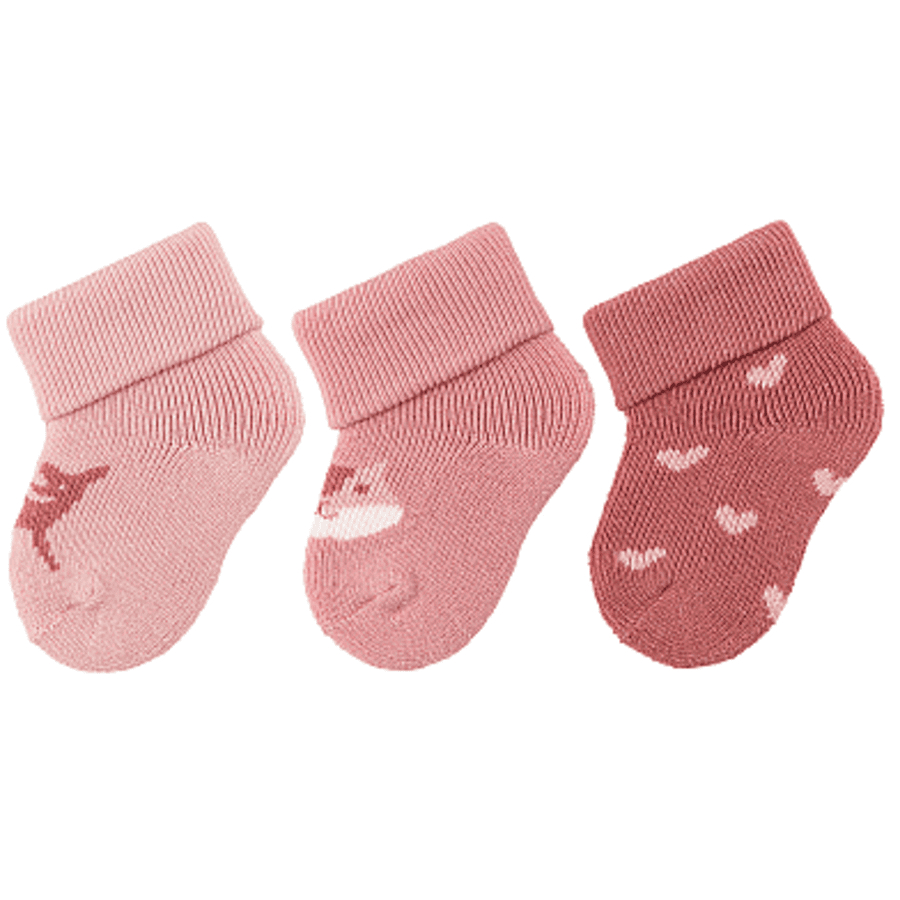 Sterntaler Chaussettes premier âge pack de 3 chevreuils rose tendre 