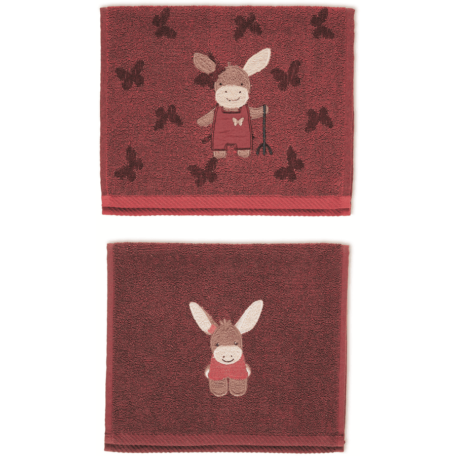 Sterntaler Kids håndkle dobbelpakke Emmily mørk rød 50 x 30 cm