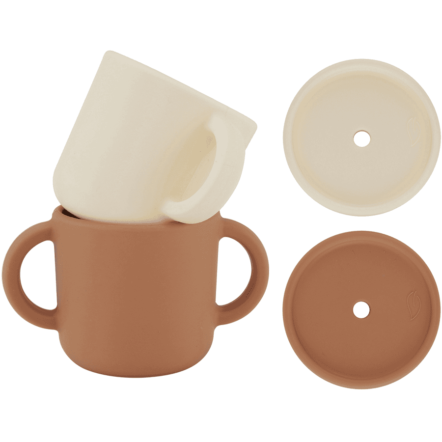 lille VILDE Henkelbecher mit Deckel, beige/terracotta