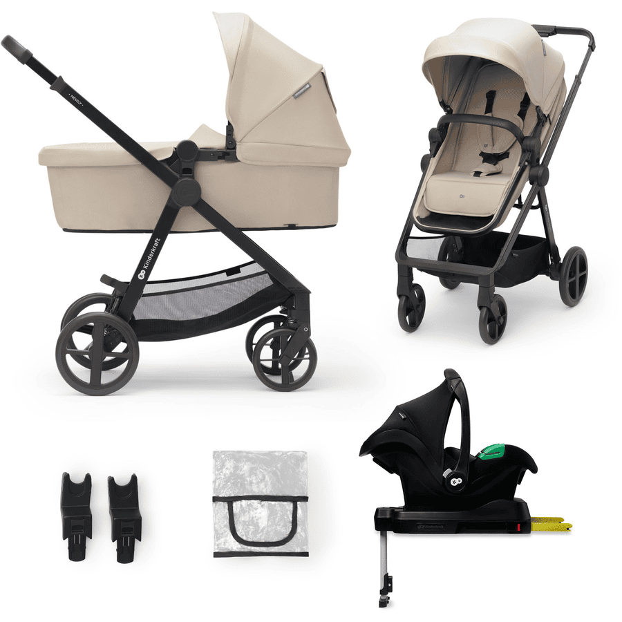 Kinderkraft Sand Uusi 4 in 1 Mink Pro lastenvaunu Beige + pohja