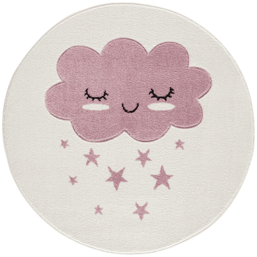 LIVONE Kinderteppich Kids love Rugs WOLKE Rund creme/rosa