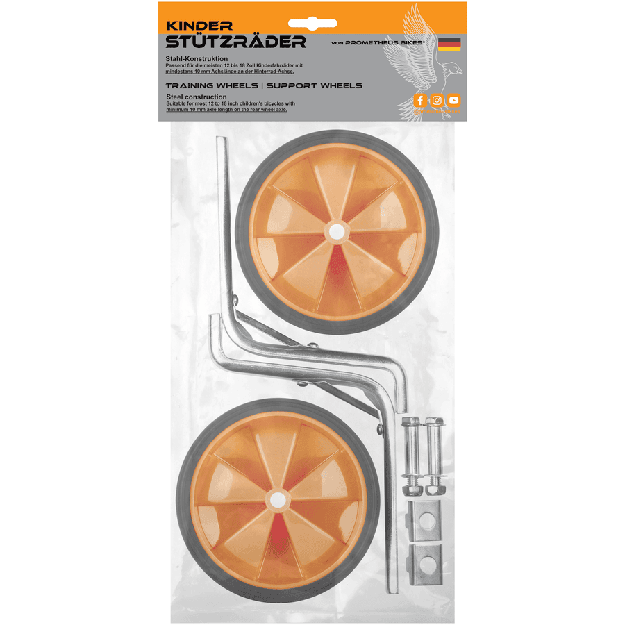 PROMETHEUS BICYCLES® Ruote di supporto universali per 12-18 pollici, arancione 