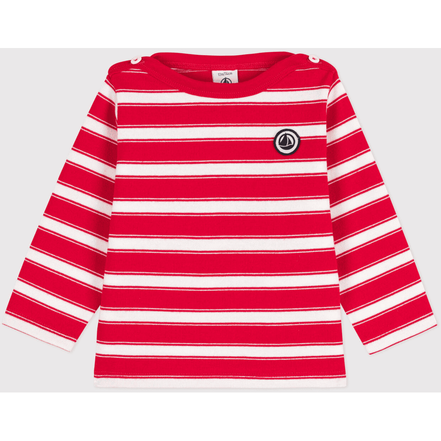 Petit Bateau Marinière bébé coton épais rayé rouge peps blanc marshmallow