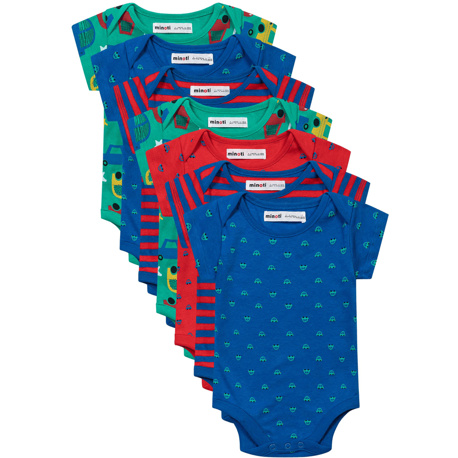 Minoti 7-pack bodysuits with car Allover -. Print 