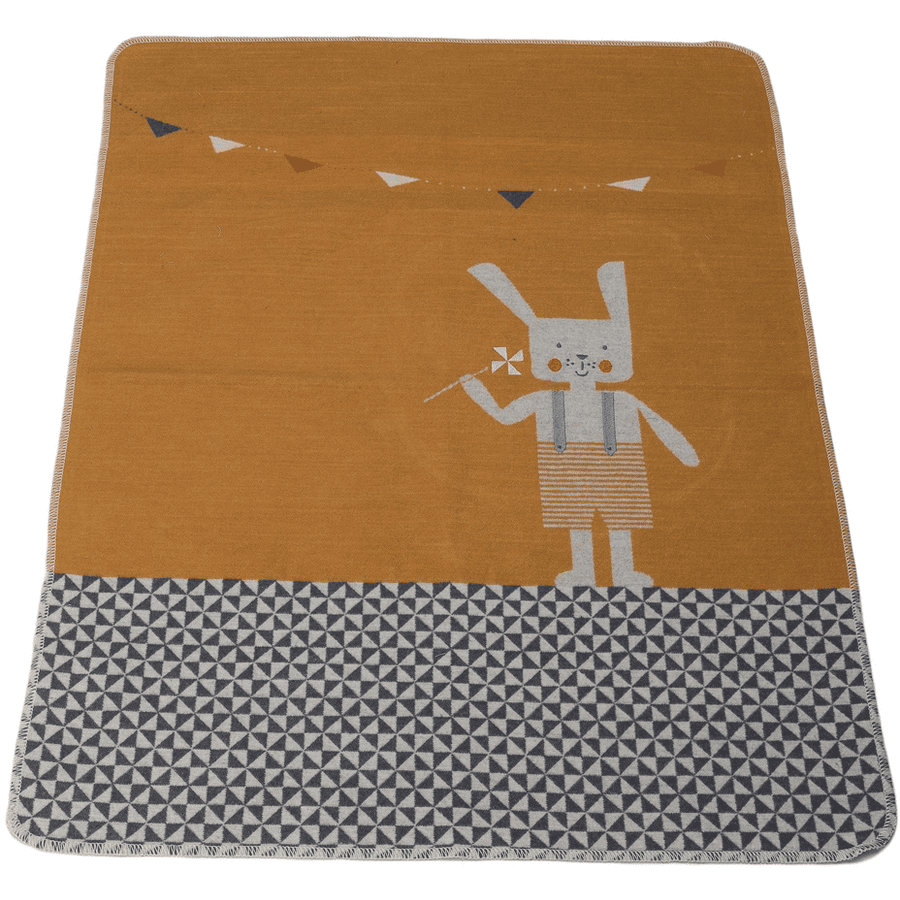DAVID FUSSENEGGER Babydecke mit Strick Hase goldgelb 70 x 90 cm baby