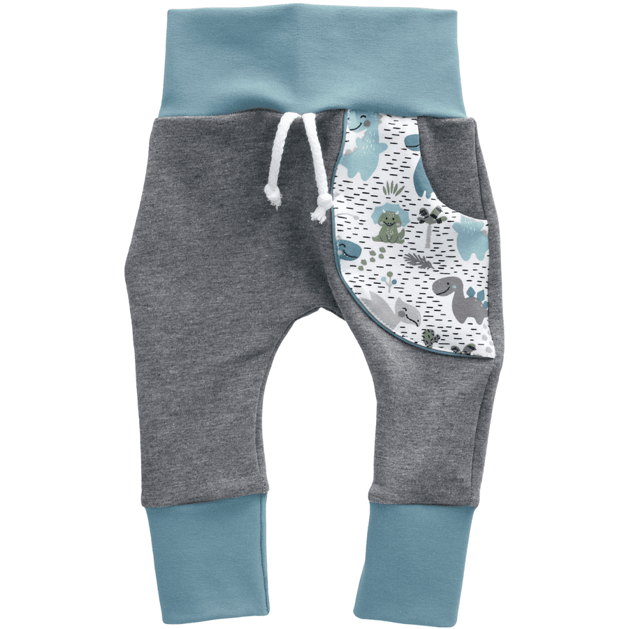 Puschel-Design Hose Handmade blau grau