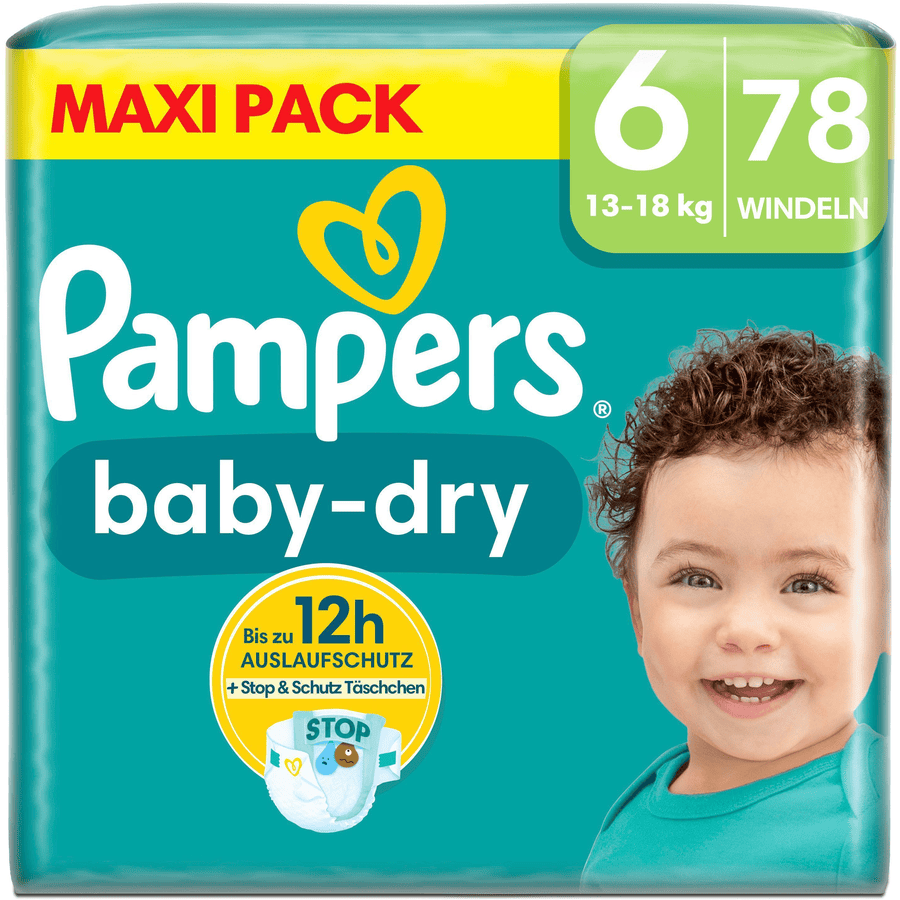 Pampers Pannolini Baby-Dry, taglia 6, 13-18 kg, confezione maxi (1 x 78 pannolini)