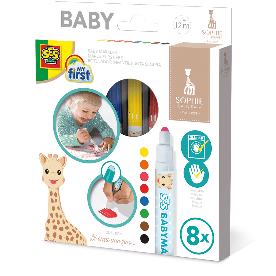 SES Creative® Feutre marker bébé Sophie la girafe, 8 pièces