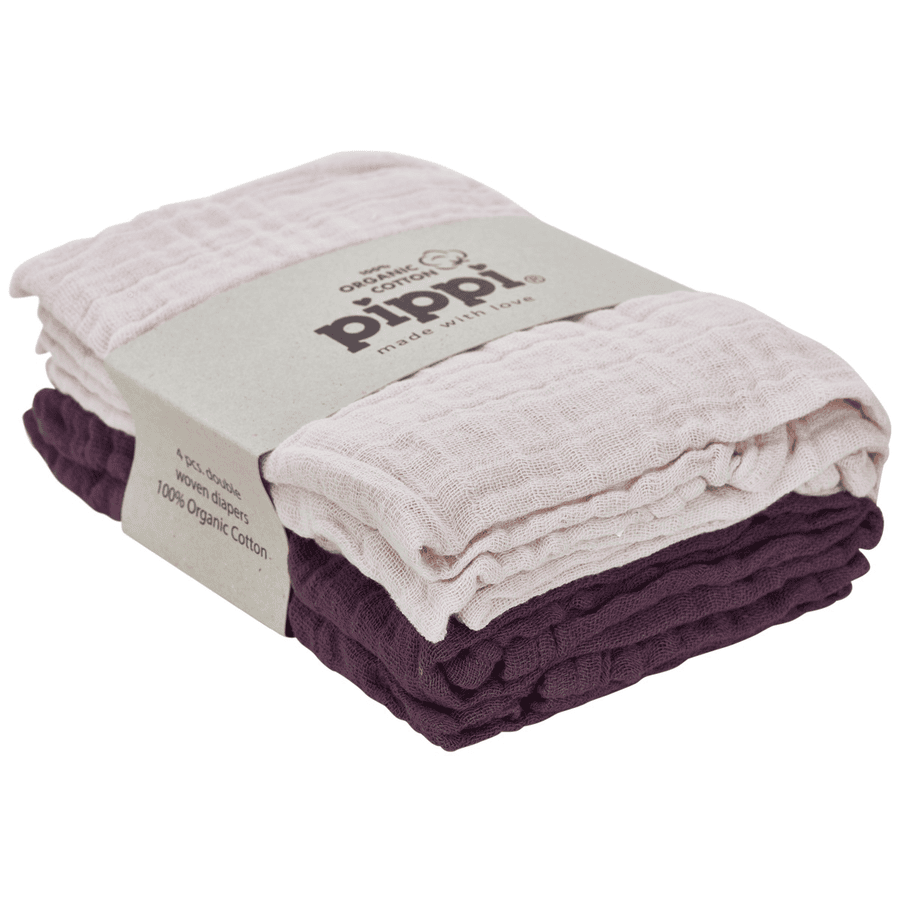 pippi Muslin Tücher 4er Pack pflaume
