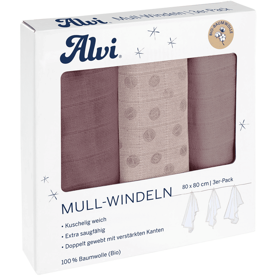 Alvi® Mullwindeln 3er Pack Curly Dots 80 x 80 cm
