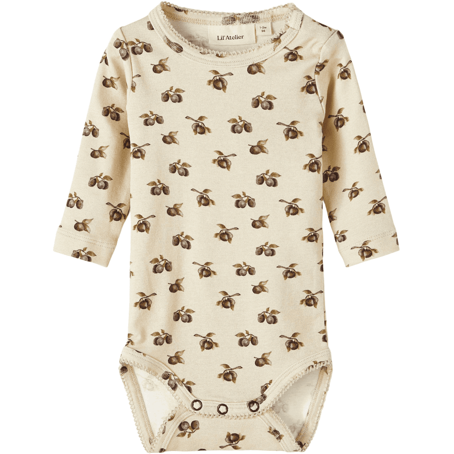 Lil'Atelier Bodysuit z długim rękawem Nbfgaya Fog.