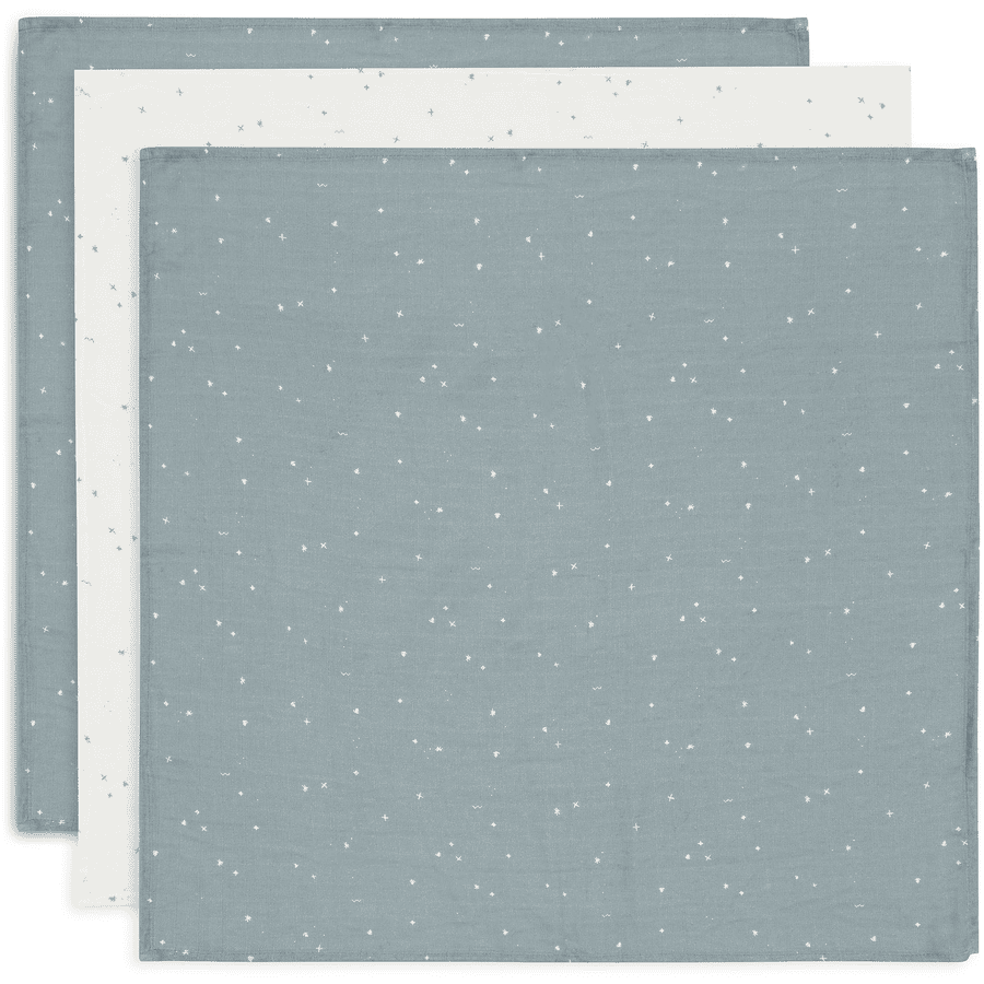 jollein Spucktuch 3er-Pack Twinkling Sea Green 70 x 70 cm