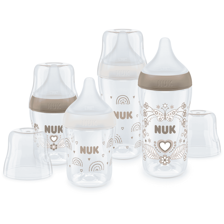 NUK Juego de 4 botellas Perfect Match blanco y beige