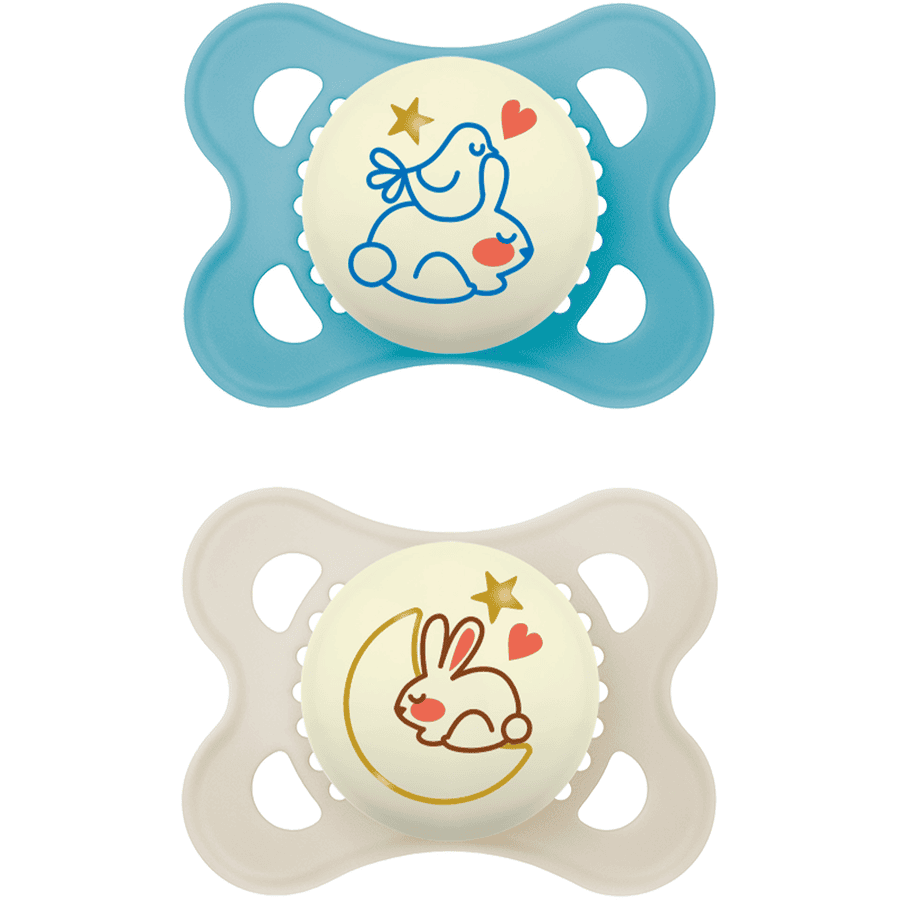 MAM Schnuller Original Night Silikon 2 Stück 06 Monate Hase/Mond