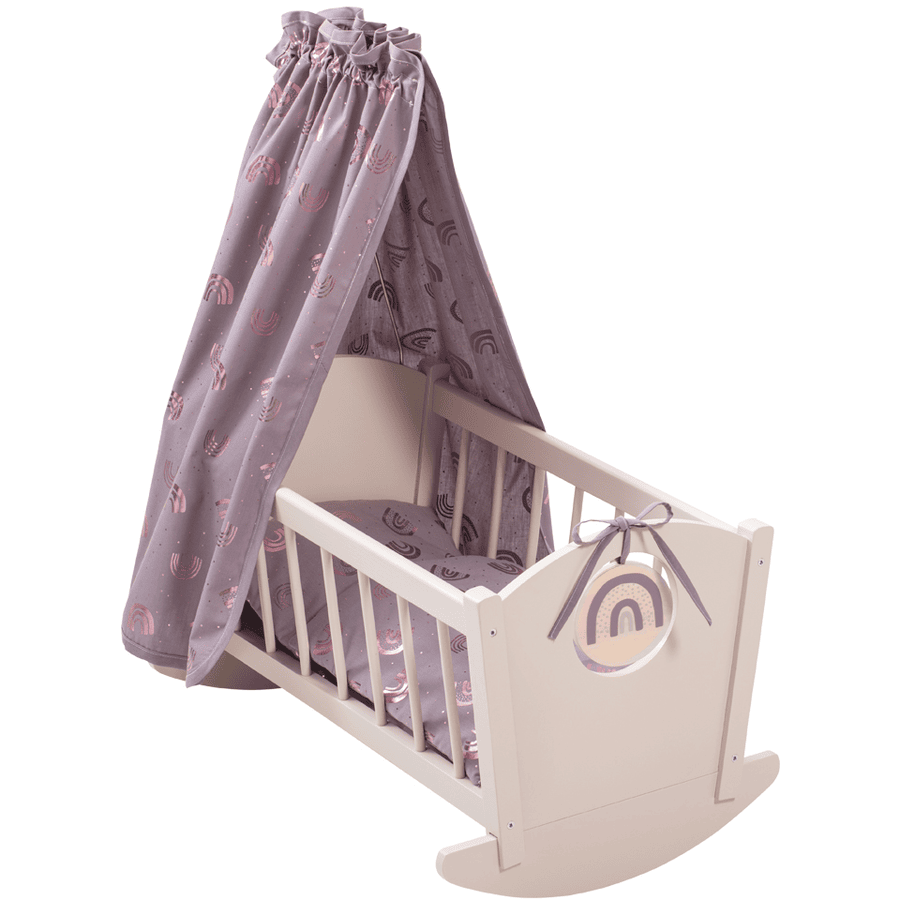 howa ® Doll's Cradle Doll's Bed "Rainbow" tillverkad av trä