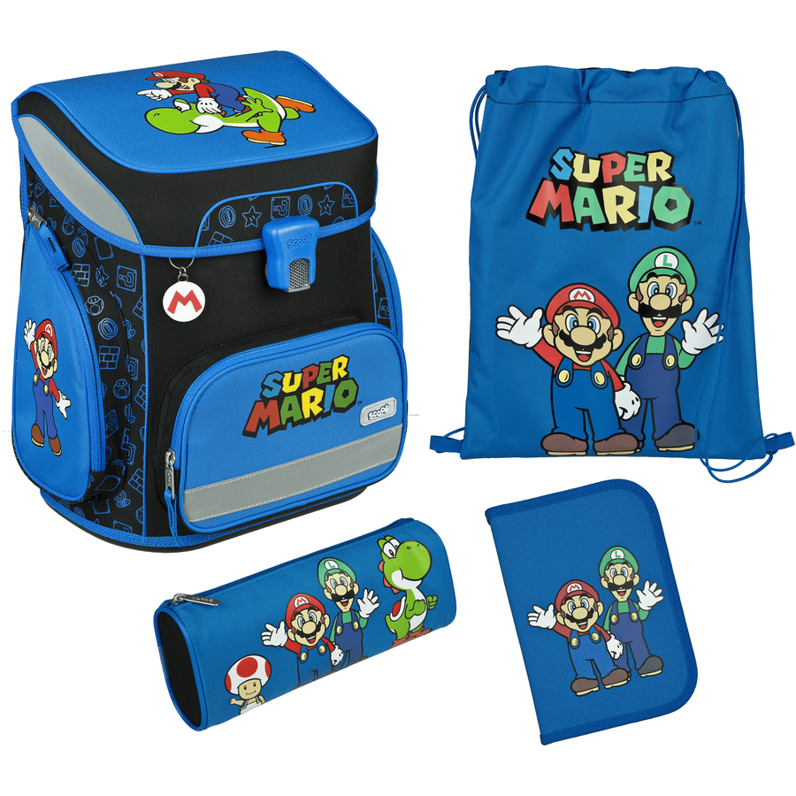 Scooli  EasyFit Schulranzen Set, 5-teilig - Super Mario