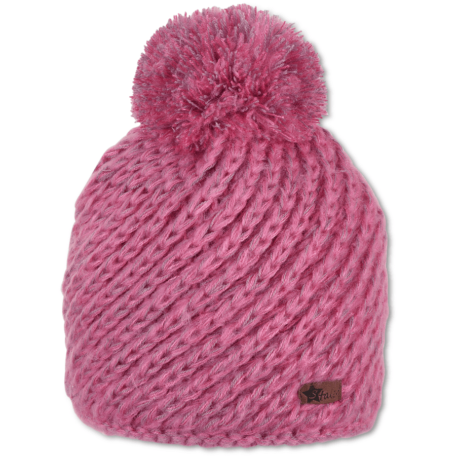 Sterntaler Gebreide muts met pompon magenta