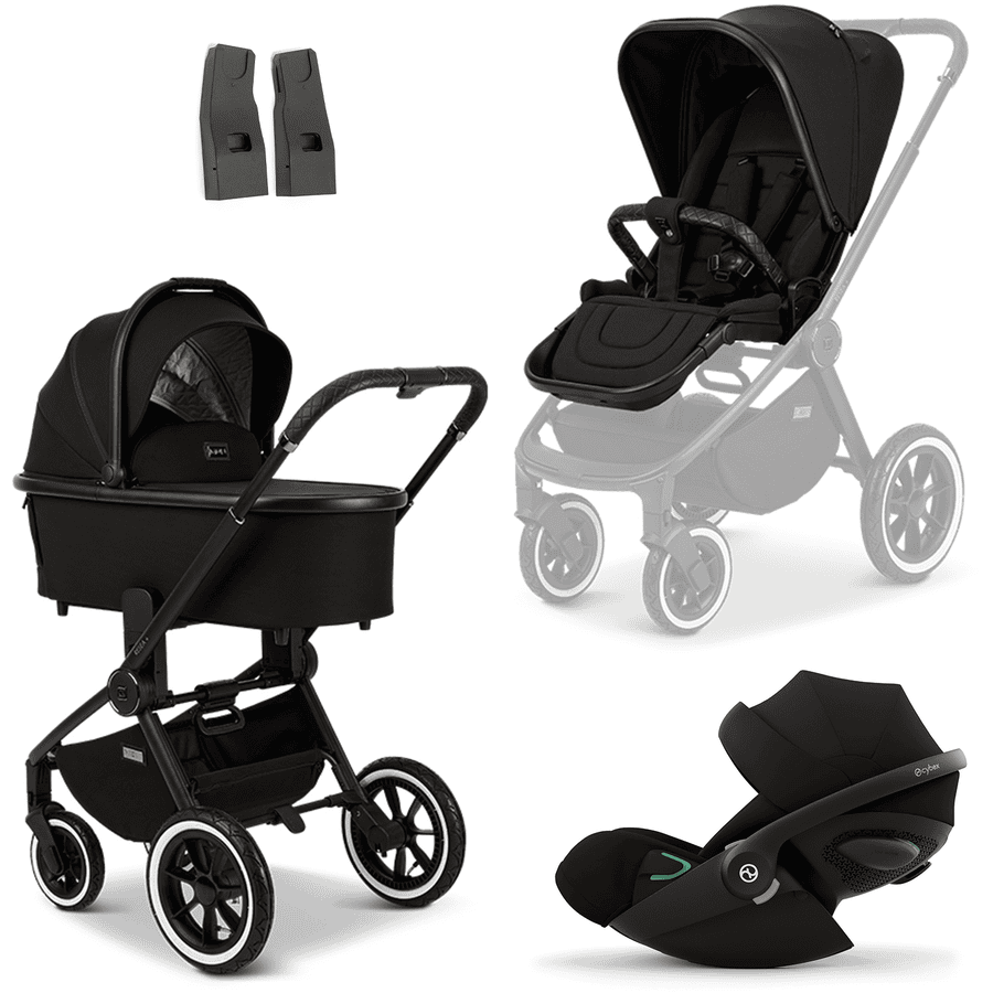 MOON Kombikinderwagen Resea Edition+ black/black matt inkl. cybex GOLD Babyschale Cloud G i-Size Magic Black und Adapter 