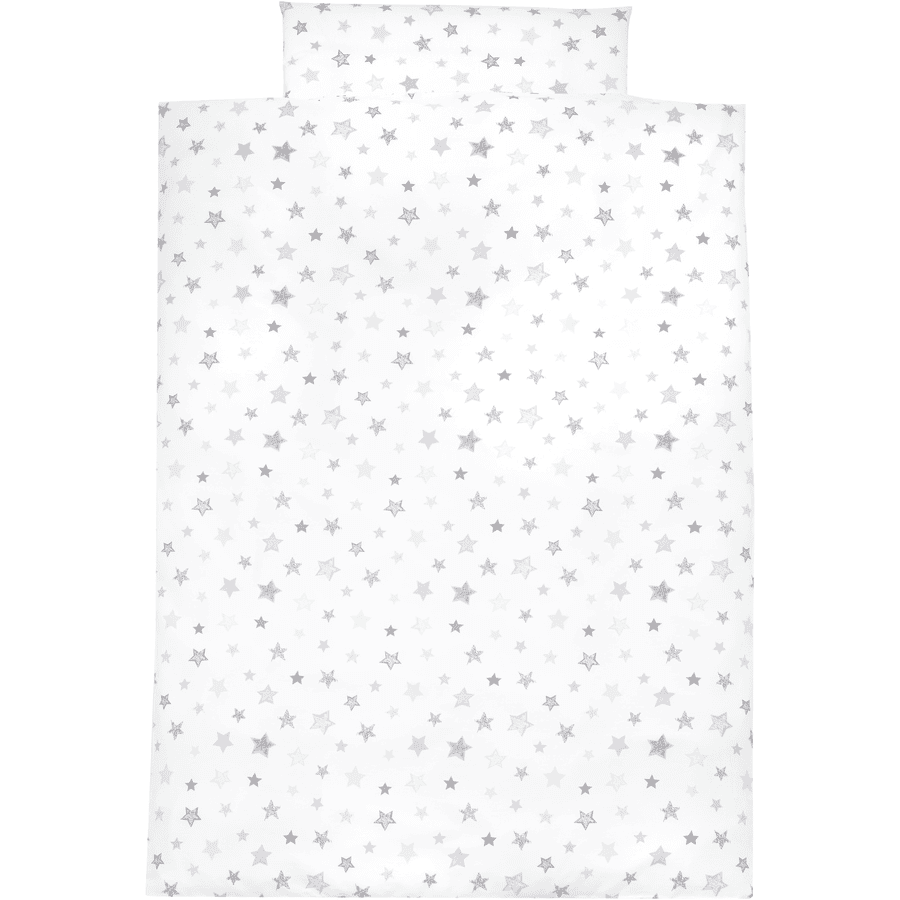 Alvi Ropa de cama 100 x 135 cm, Estrellas gris plata