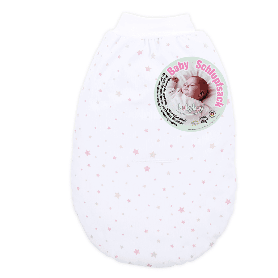 babybay Cotton sand Slipzak bio met gordelsleuf wit star mix /berry