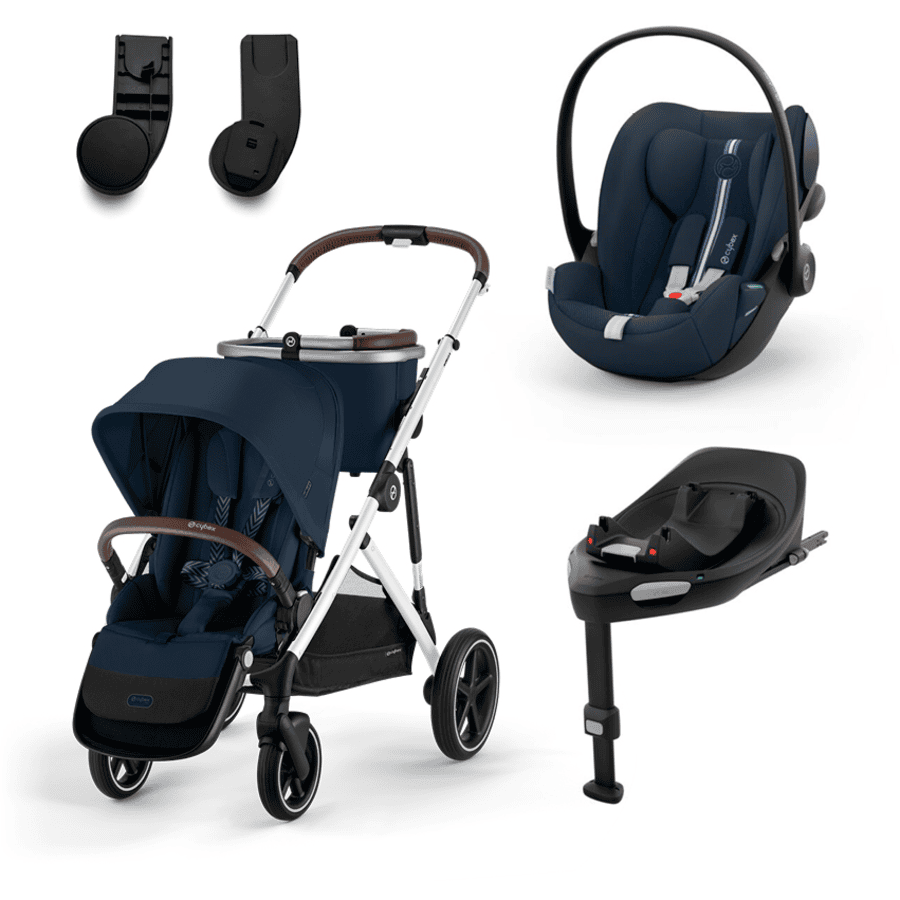 cybex GOLD Silver Ocean i-Size Ocean Gazelle S -vaunu Blue, johon sisältyy turvaistuin Cloud G sekä Blue Base G -tukiasema ja sovitin.