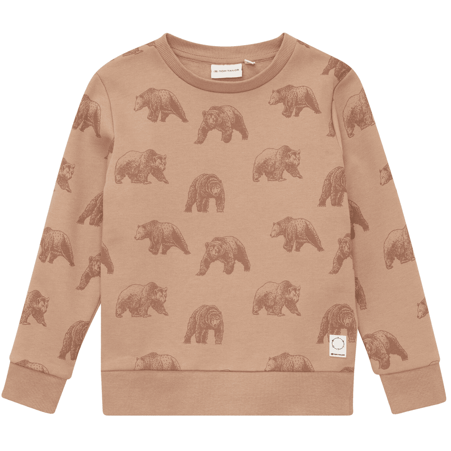 TOM TAILOR Sweatshirt med Allover - Print Bears beige