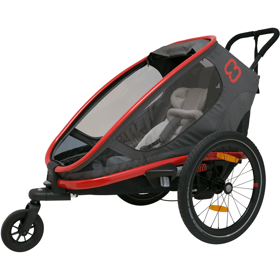 hamax Outback ONE Polkupyörän peräkärry selkänojan säädöllä - Grey/Red